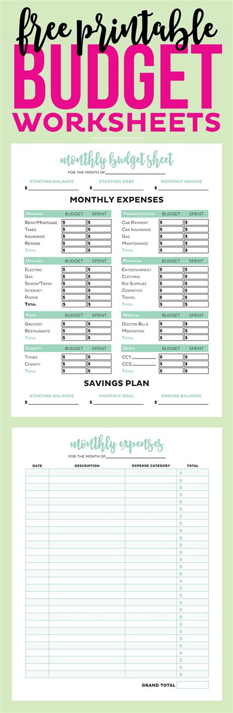 Simple Printable Budget Sheets