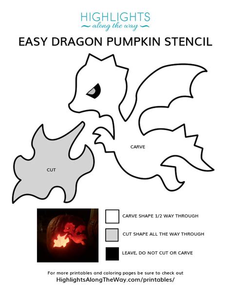 Simple Printable Dragon Pumpkin Stencil
