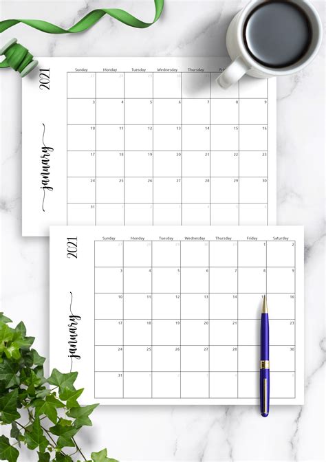 Simple Printable Monthly Calendar