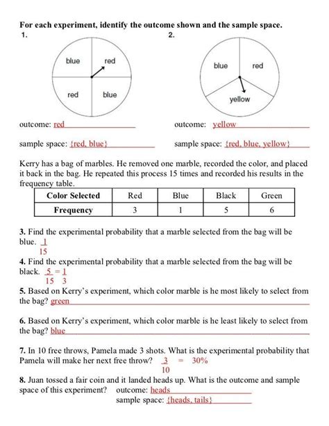 simple probability worksheet 7th grade pdf