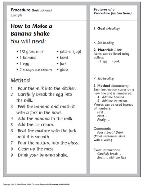 simple procedural text examples with answers