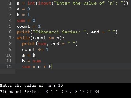 simple python code for fibonacci series