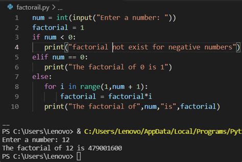 simple python program for factorial of a number