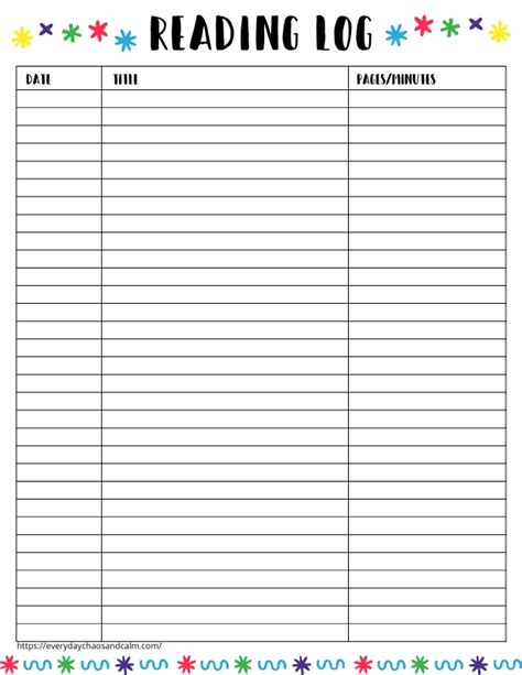 Simple Reading Logs Free Printable
