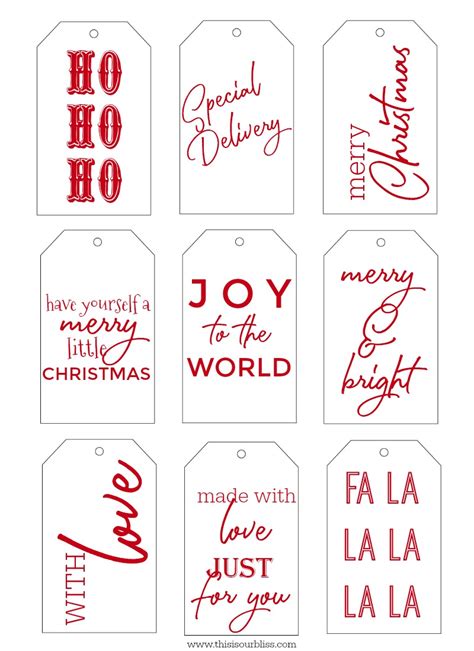 Simple Red Printable Gift Tags