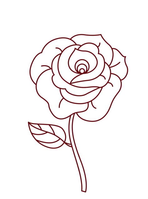 Simple Rose Outline Drawing