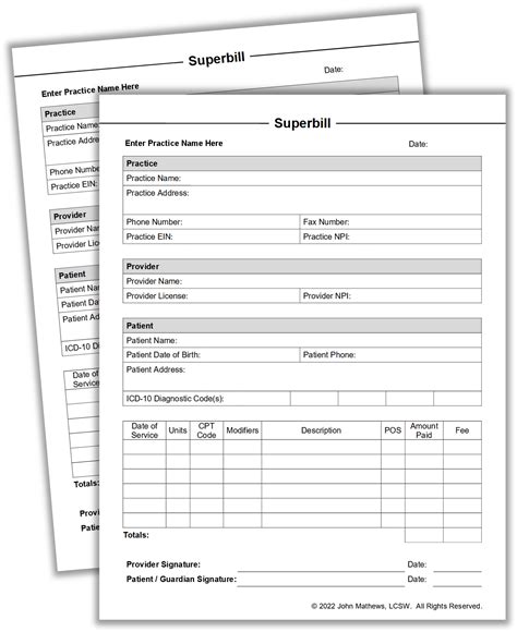 simple superbill encounter form template