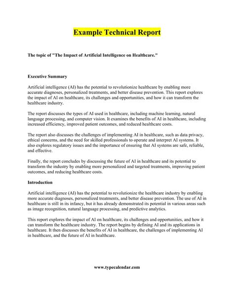 simple technical report examples for students