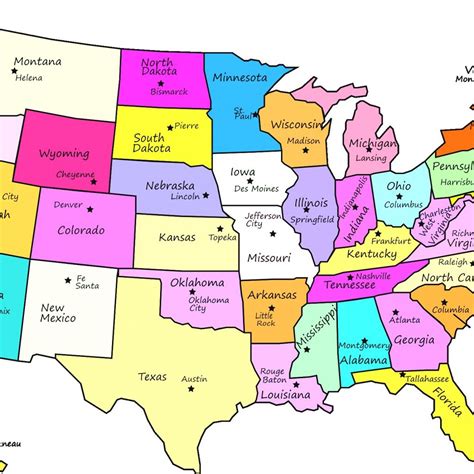 Simple Topical Map Of Each State Printable