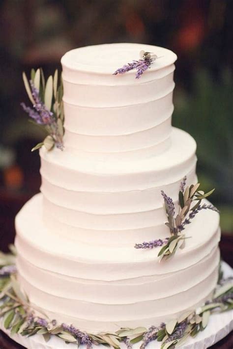 Simple Wedding Cake With Lavender