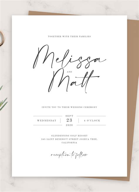 Simple Wedding Invitations Templates