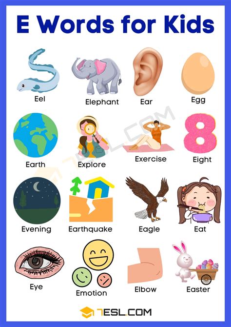 simple words that start with e for kids