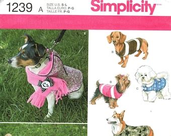 Simplicity Dog Coat Pattern 1239