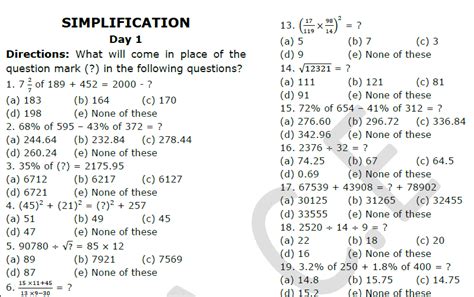 simplification questions for class 4 with answers pdf