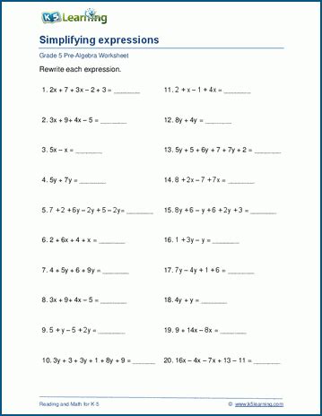simplify questions for class 5 with answers