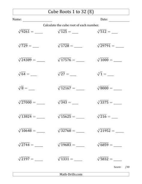 simplify square and cube roots worksheet