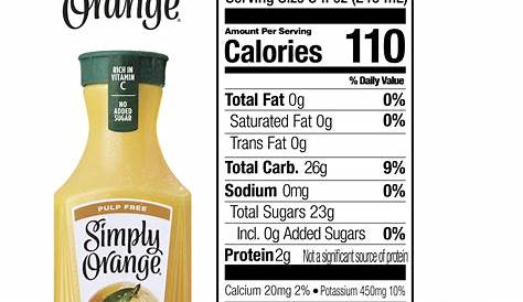 Simply Orange Orange Juice Ingredients Nutrition Label Pensandpieces