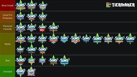 Sims 3 List Printable
