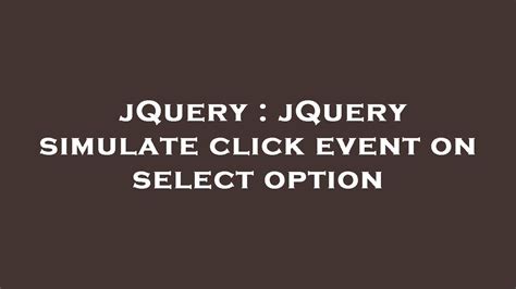 Simulate Click Event Jquery
