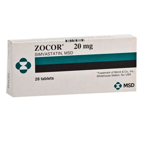 simvastatin zocor 20 mg tablet