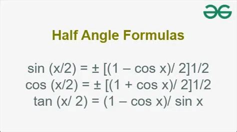 Sin^2(X) Half Angle Formula