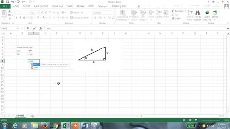 sin cos tan function in excel