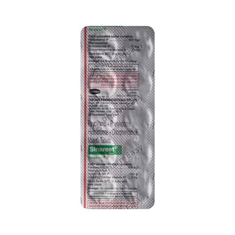 sinarest new 500/10/2 mg tablet 15