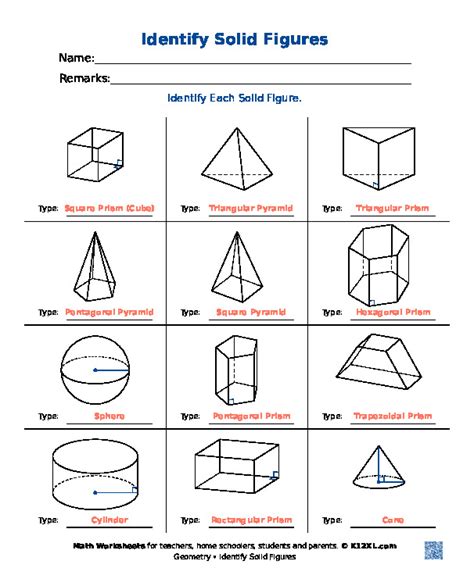Singaoure Math Solid Figure Worksheet