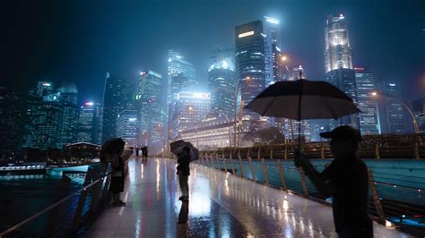 singapore in the rain