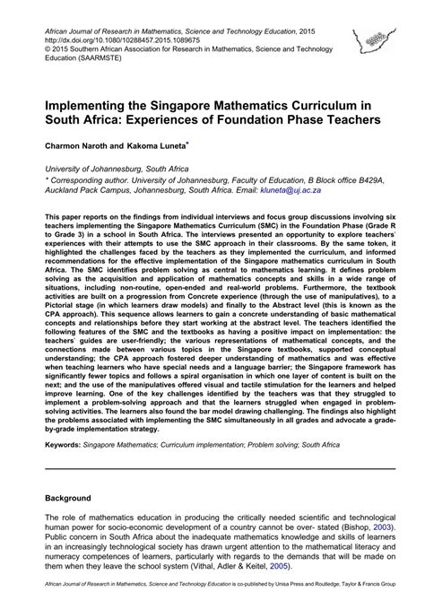 singapore math south africa