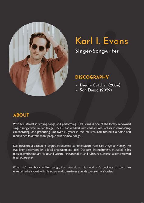 Singer Bio Example
