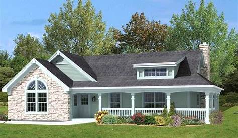 Single Level House Plan with Wrap Around Porch House Plan # 001-3655