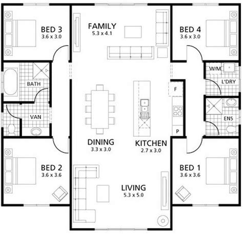 Low Cost Simple 4 Bedroom House Plans