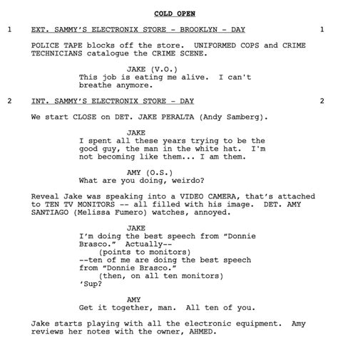 Single Camera Script Format