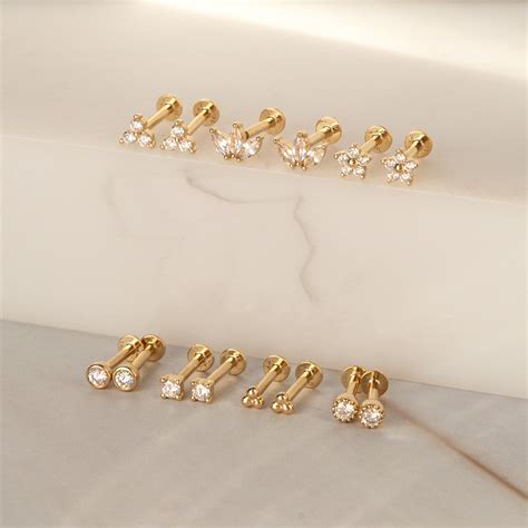 Single Diamond Stud Earring Flat Back