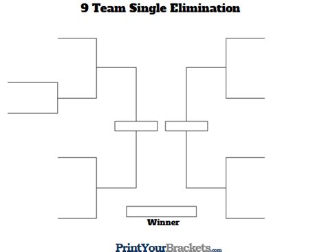 Single Elimination Bracket 9 Teams Printable