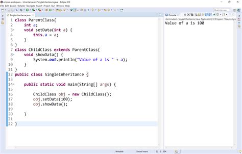 single inheritance in java program example