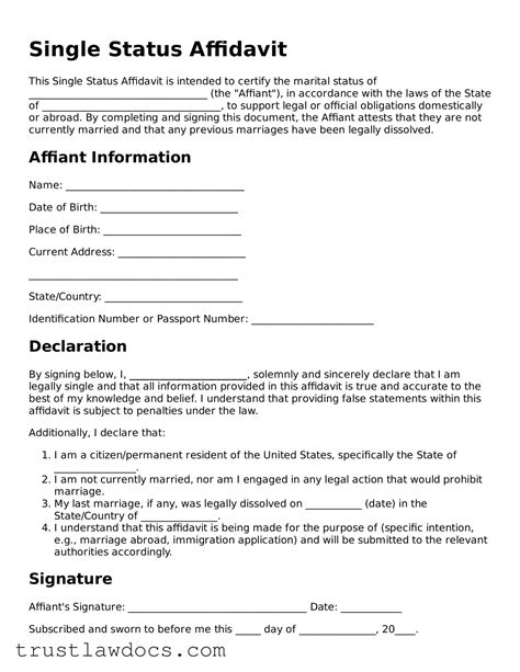 Single Status Affidavit Pdf
