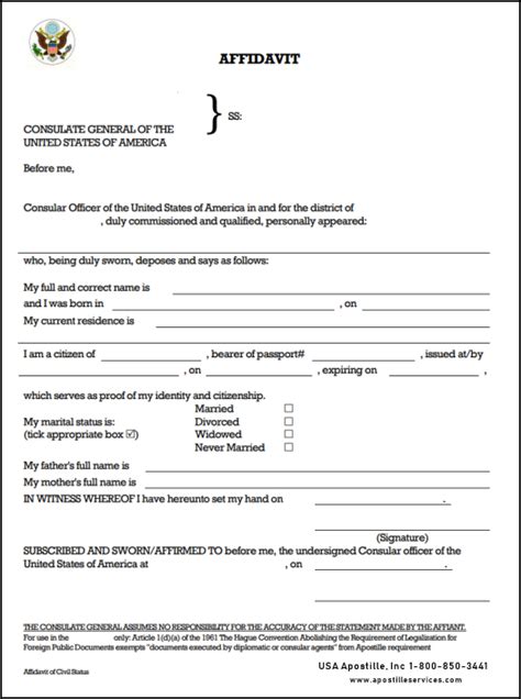 Single Status Affidavit Us Embassy