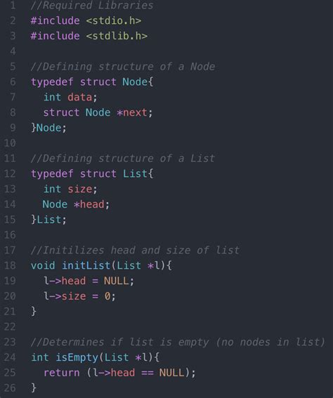 singly linked list program in c w3schools