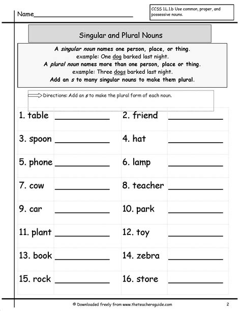 singular and plural nouns worksheet 5th grade