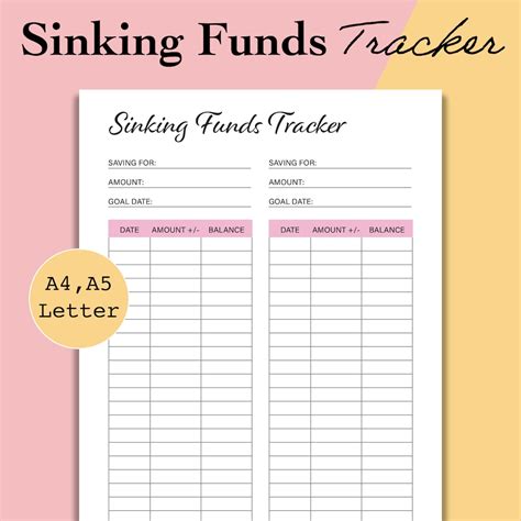 Sinking Funds Tracker Spreadsheet Sinking Funds Template Etsy