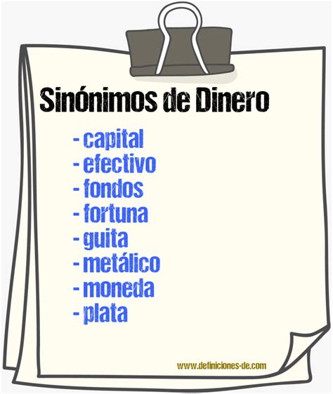 sinonimos de dinero en efectivo