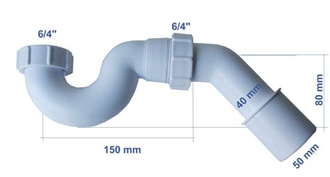 Röhren Siphon Badewanne 6/4 Zoll Abgang Ø40/50 mm