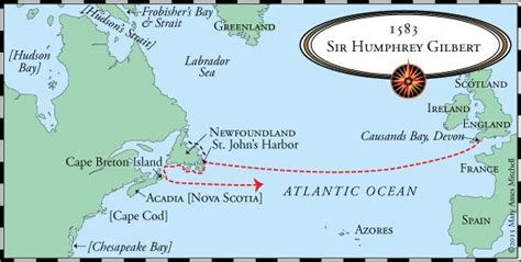 sir humphrey gilbert voyages map