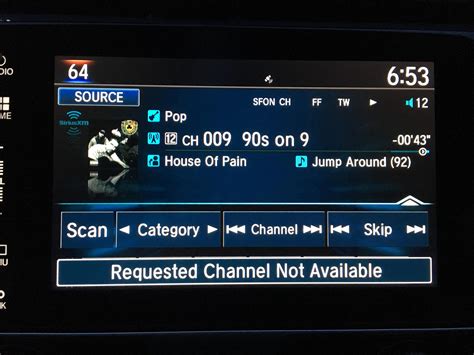 sirius xm channels not available in car