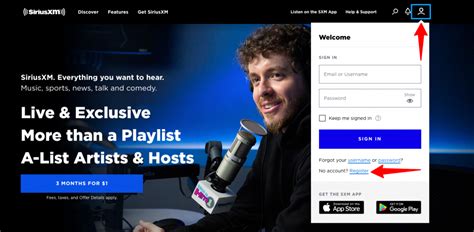 sirius xm login page