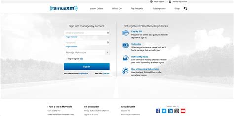 siriusxm login online my account