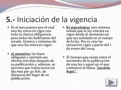 sistema de vigencia de las leyes