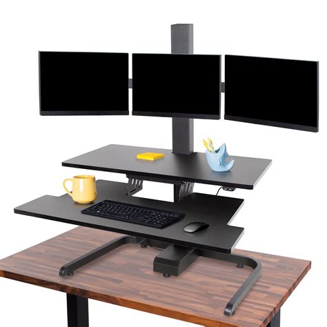 Sit Stand Desk Three Monitors